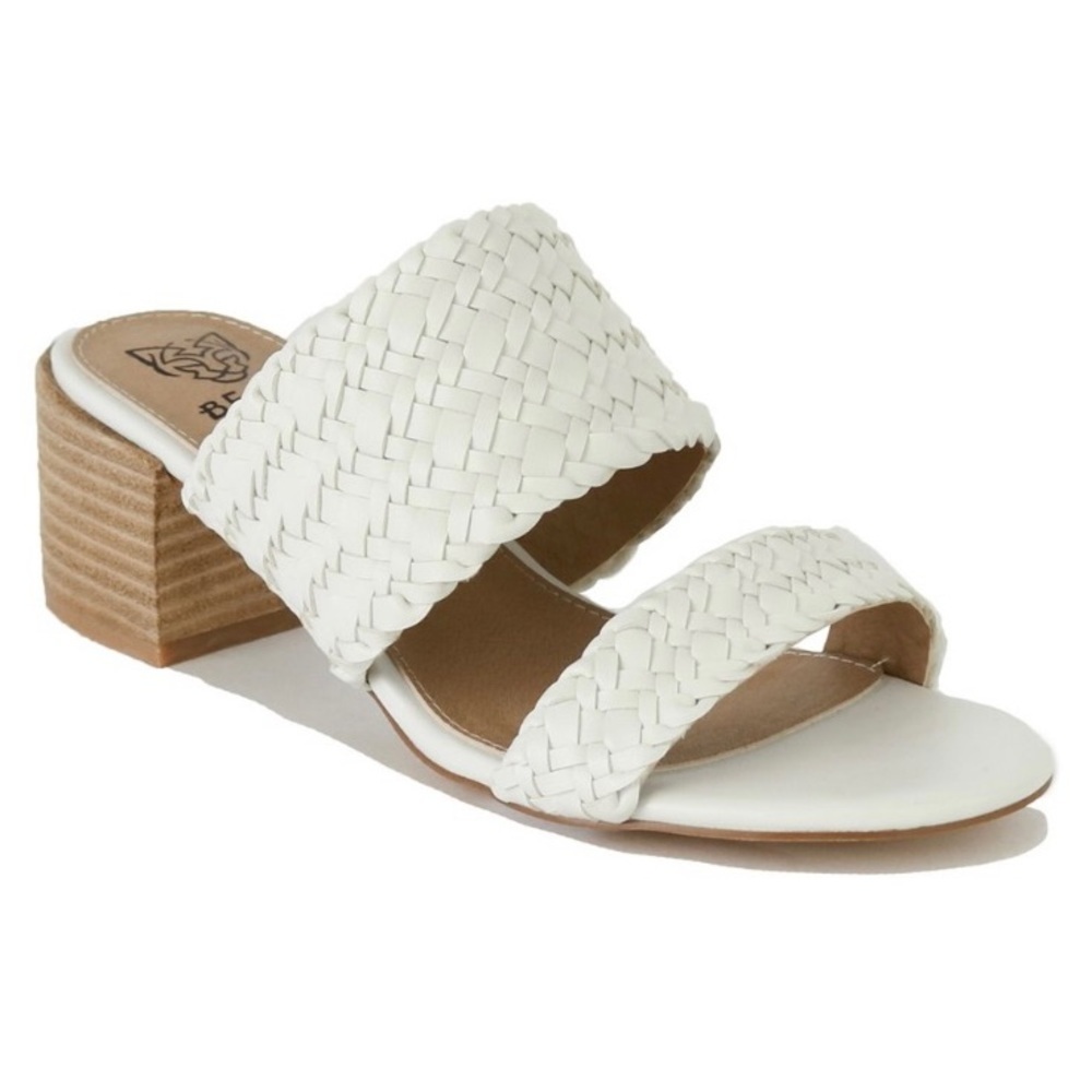 Beast Fashion Double Rylee Braided Straps Blocked Heel Sandals NWOT